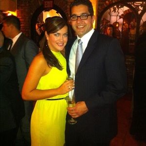 Max & Cleo lemongrass halter dress